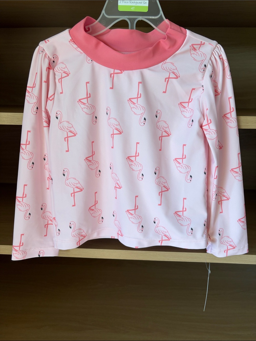 ✨$15✨NWT•Hudson Baby Girls’ 2-Piece Swim Rashguard Set | Pink Flamingo | 4T